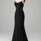 Black Spaghetti Straps Corset Mermaid Long Prom Dress with Appliques,DP1529