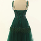 Green Sweetheart Tie-Strap A-Line Tulle Short Homecoming Dress,DP1541