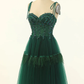 Green Sweetheart Tie-Strap A-Line Tulle Short Homecoming Dress,DP1541