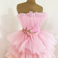 A-Line Strapless Layers Tulle Cute Cake Dress Formal Evening Gown,DP1542