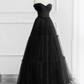 Burgundy A-line Off Shoulder Tulle Shiny Long Prom Dress,DP1567