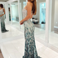 One Shoulder Sequined Mermaid Long Prom Dress,DP1594