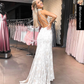 Elegant Lace Halter-Neck Sheath High Slit Prom Dress DP1603