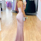 Purple One Shoulder Satin Mermaid Long Prom Dress,DP1607