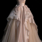 Pearl Pink Strapless A-Line Tulle Long Party Gown with Pearls,DP1621