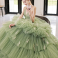 Green Straps V Neck Tulle Layers Long Prom Dress Sweet 16 Dress,DP1625