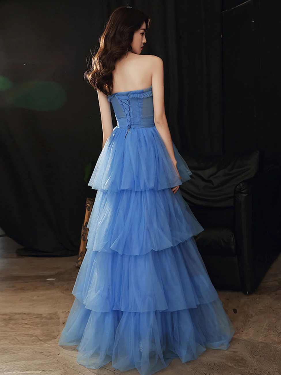 Blue Sweetheart Strapless Formal Graduation Dress Sweet 16 Dress,DP1626