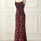 Burgundy Sheath Floral Burnout Velvet Long Prom Dress Formal Party Dress,DP1627