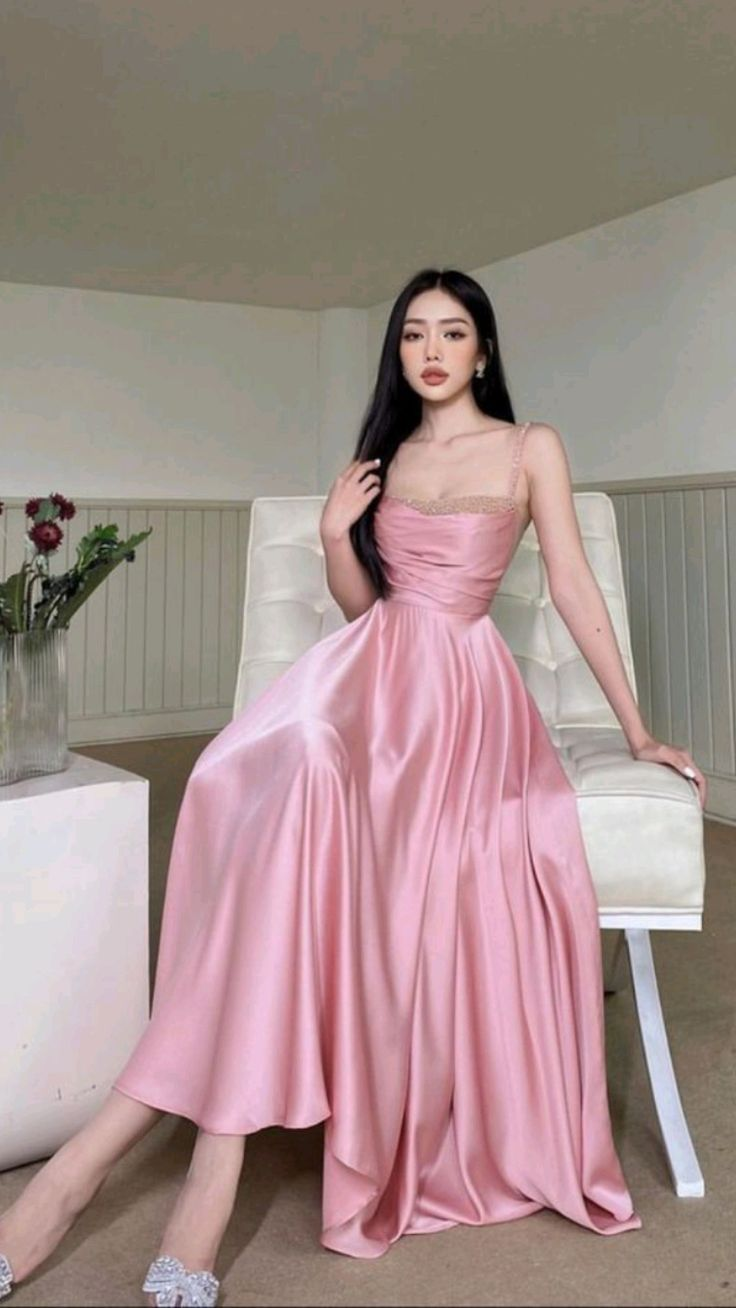 Pink A-Line Spaghetti Straps Elegant Long Prom Dress,DP1635