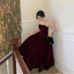 Burgundy A-Line Spaghetti Straps Elegant Long Prom Dress Formal Party Dress,DP1636