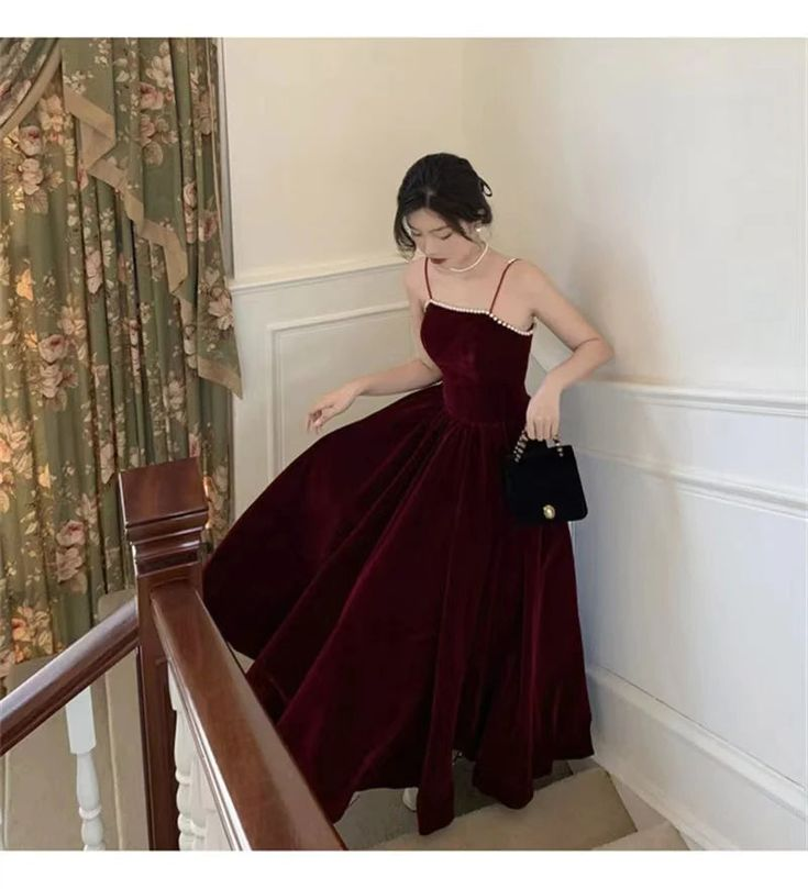 Burgundy A-Line Spaghetti Straps Elegant Long Prom Dress Formal Party Dress,DP1636