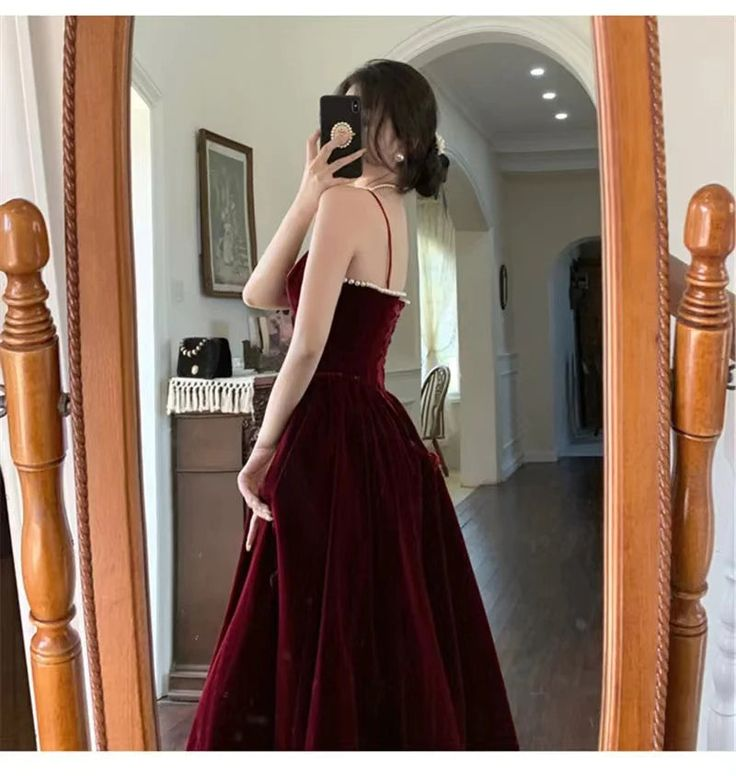 Burgundy A-Line Spaghetti Straps Elegant Long Prom Dress Formal Party Dress,DP1636