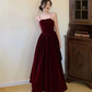 Burgundy A-Line Spaghetti Straps Elegant Long Prom Dress Formal Party Dress,DP1636