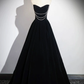 Black A-Line Velvet Long Prom Dress Formal Party Dress,DP1649