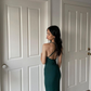 Green Straps Sheath Long Prom Dress Wedding Guest Dress,DP1658