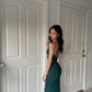 Green Straps Sheath Long Prom Dress Wedding Guest Dress,DP1658