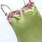 Green Spaghetti Straps Embroidery Homecoming Dress Short Prom Dress,DP1660