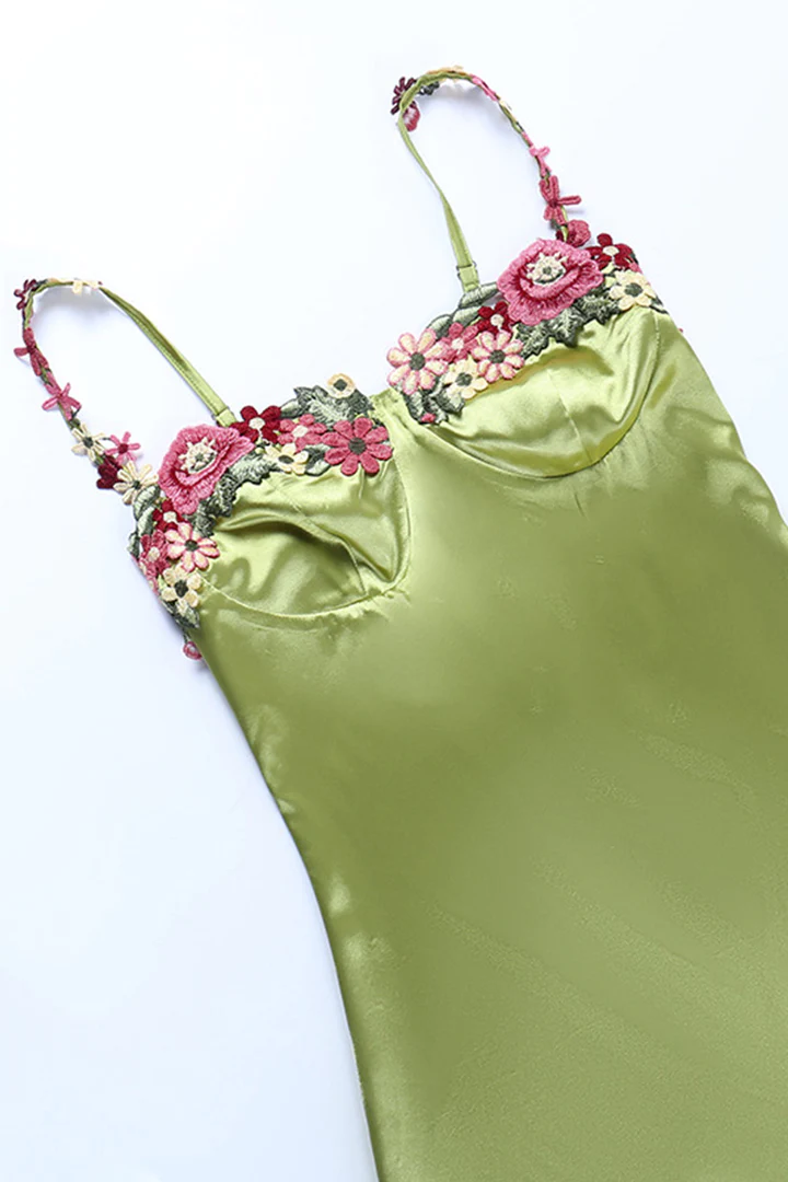 Green Spaghetti Straps Embroidery Homecoming Dress Short Prom Dress,DP1660