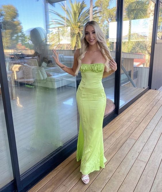 Green Spaghetti Straps Mermaid Long Prom Dress,DP1667