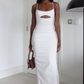 White Spaghetti Straps Cut Out Prom Dress Black Girl Party Dress,DP1669