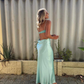 Cute Blue Spaghetti Straps Backless Long Prom Dress Wedding Guest Dress,DP1674