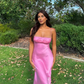 Pink Spaghetti Straps Backless Long Prom Dress Wedding Guest Dress,DP1675