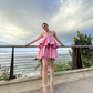 Pink Strapless Tiered A-Line Short Sweet Homecoming Dress,DP1694