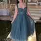 Elegant A-line Straps Tulle Long Foamal Party Dress,DP1696