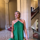 Green Halter Unique Party Dress Homecoming Dress with Feather,DP1698