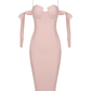 Light Pink Off Shoulder Cocktail Dress Midi Party Dress,DP1721