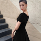 Black Off Shoulder Velvet Knee Length Formal Prom Dress Evening Party Dress,DP1732