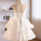 White Tulle Sweetheart Short Prom Dress Cute Homecoming Dress,DP1736