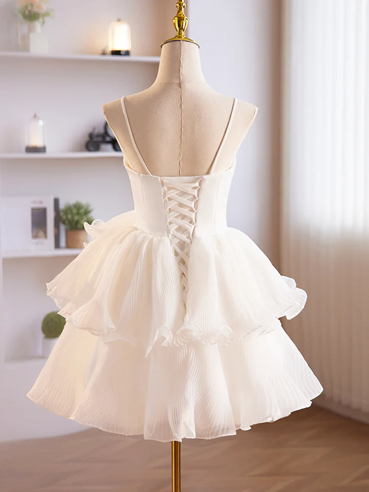 White Tulle Sweetheart Short Prom Dress Cute Homecoming Dress,DP1736