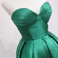 Green A-Line Satin High Low Party Dress Strapless Homecoming Dress,DP1737