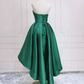 Green A-Line Satin High Low Party Dress Strapless Homecoming Dress,DP1737