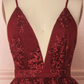 Burgundy Deep V Neck Straps Lace Short Party Dress Homecoming Dress,DP1738