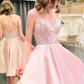 Pink Straps Sequins Backless Short Cute Party Dress Homecoming Dress,DP1743