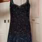 Black Sequins Strap Short Party Dress Homecoming Dress,DP1756