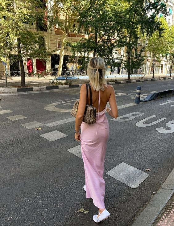 Cute Pink Halter V Neck Backless Long Party Dress Wedding Guest Dress,DP1769