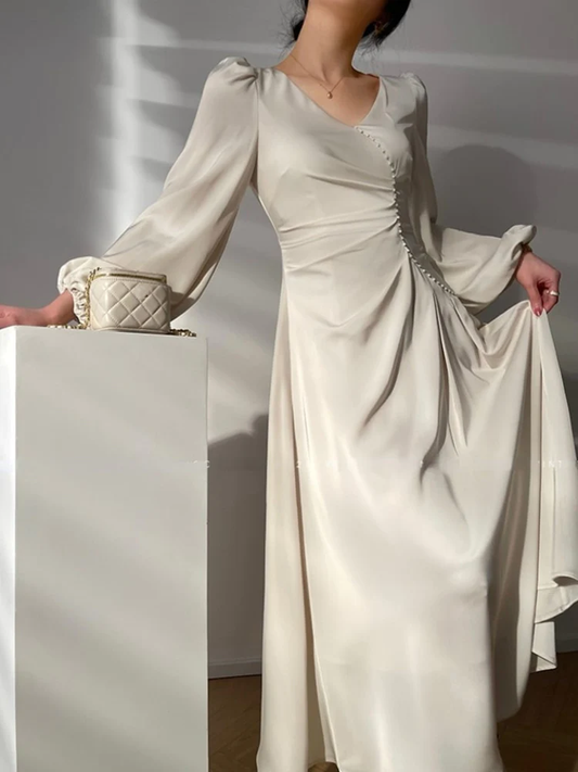 White Long Sleeves A-Line Formal Party Dress,DP1792