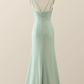 Sage Green Chiffon Pleated Long Party Dress Bridesmaid Dress,DP1814