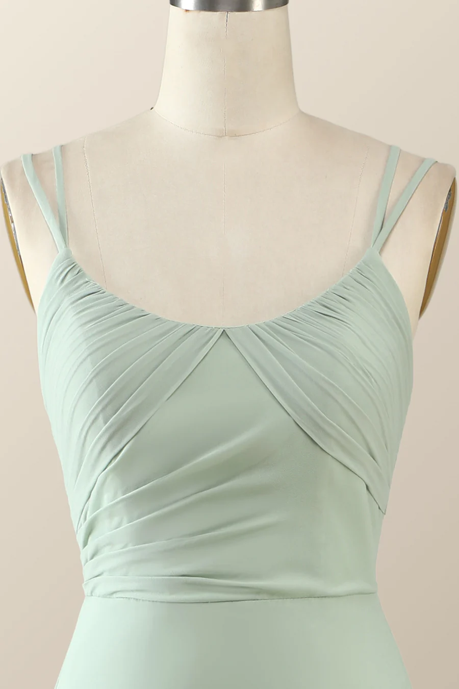 Sage Green Chiffon Pleated Long Party Dress Bridesmaid Dress,DP1814