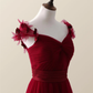 Red Knotted Tulle A-Line Long Party Dress Bridesmaid Dress,DP1815