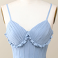 Boho Style Dusty Blue Ruffles Long Party Dress Bridesmaid Dress,DP1817