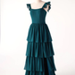 Dark Teal Ruffle Long Party Dress Bridesmaid Dress,DP1818