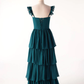 Dark Teal Ruffle Long Party Dress Bridesmaid Dress,DP1818