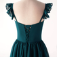 Dark Teal Ruffle Long Party Dress Bridesmaid Dress,DP1818