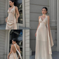 Champagne V Neck Halter Nackless Long Party Dress,DP1822