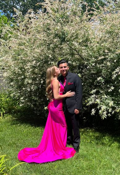 Hot Pink V Neck Backless Mermaid Long Prom Dress,DP1827