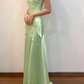 Sage Green Vintage V Neck Beading Long Party Dress,DP1837